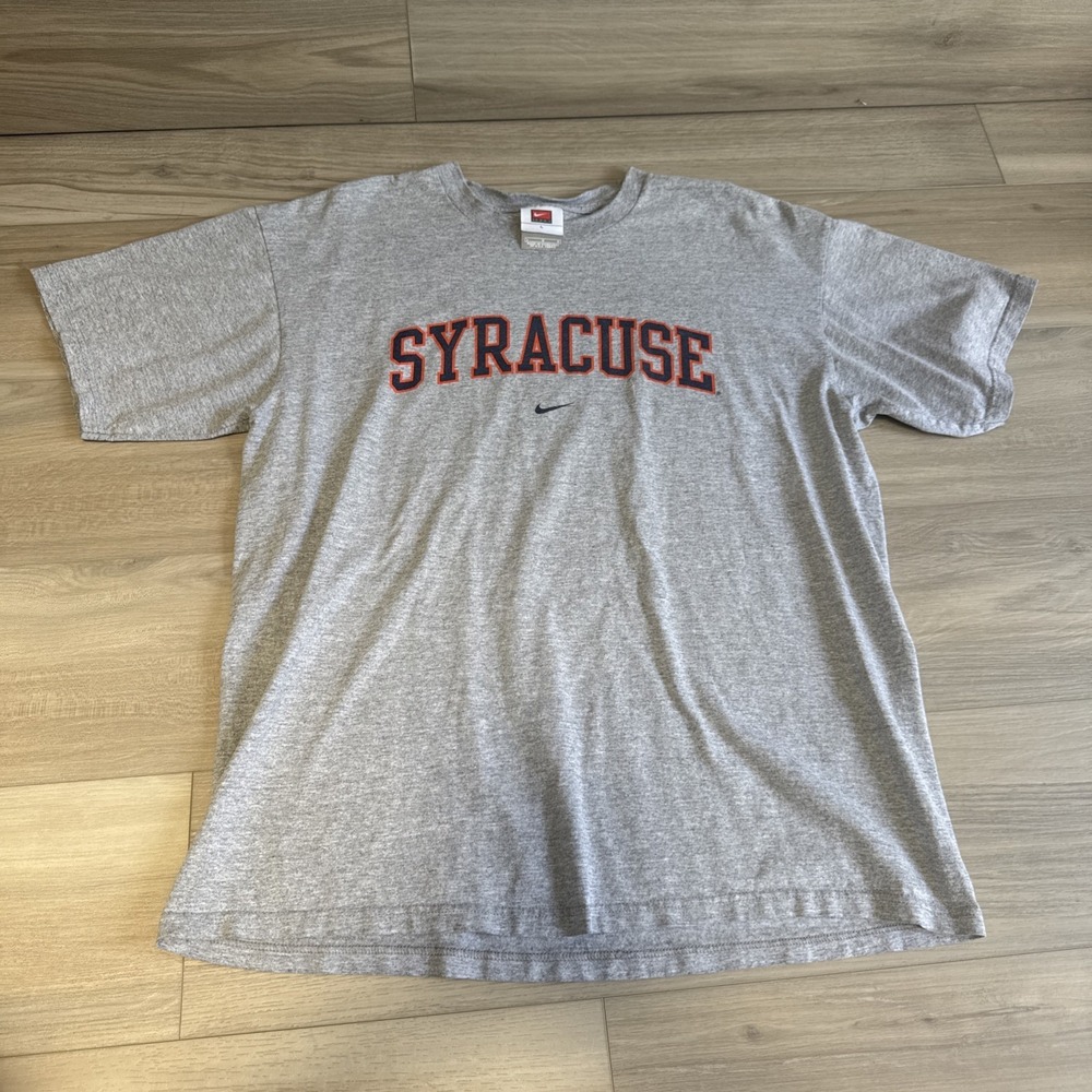 Vintage Nike Team Men's Syracuse University T-Shirt Center Swoosh Gray Y2K Sz L
